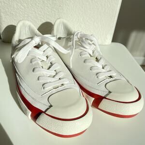 ZARA x Pensole Women's Size US 9 White Red Canvas Blend Sneakers Trainers Shoes